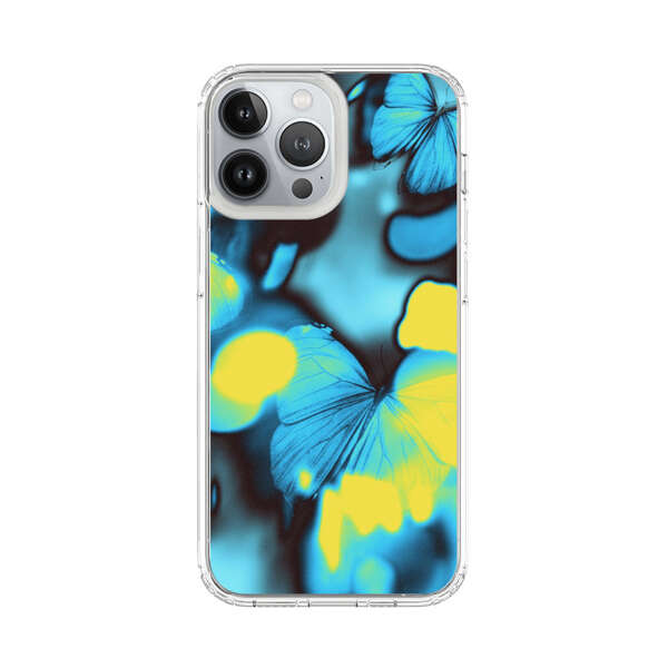 Blue Butterflies Glowing Abstract Background iPhone 13 Pro Max Case