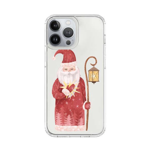 Charming Santa Claus Holding Glowing Heart and Lantern iPhone 13 Pro Max Case