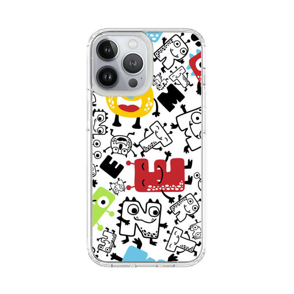 Colorful Cartoon Monsters Letters Pattern iPhone 13 Pro Max Case