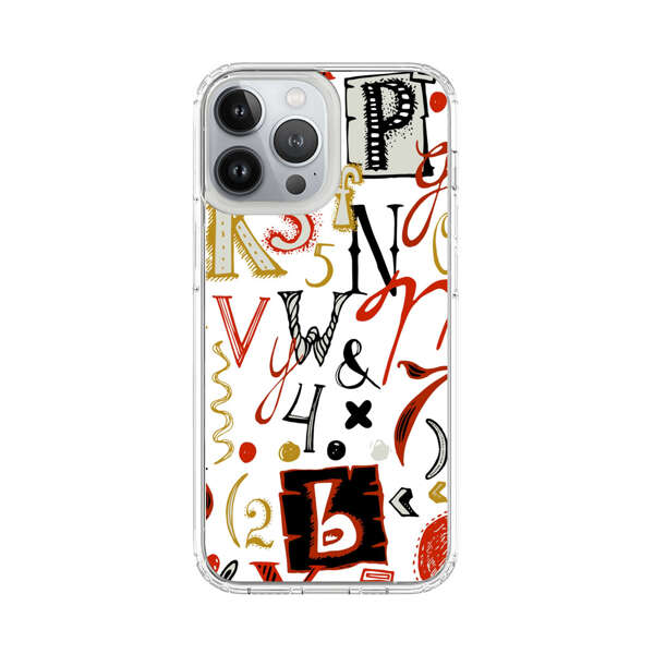 Colorful Hand Drawn Letters and Numbers Pattern iPhone 13 Pro Max Case
