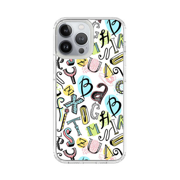 Colorful Scattered Alphabet Letters Pattern iPhone 13 Pro Max Case