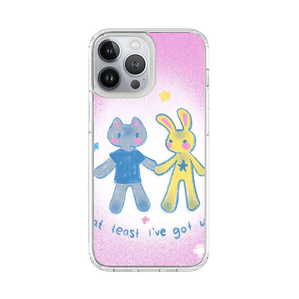 Cute Cat and Rabbit Holding Hands iPhone 13 Pro Max Case