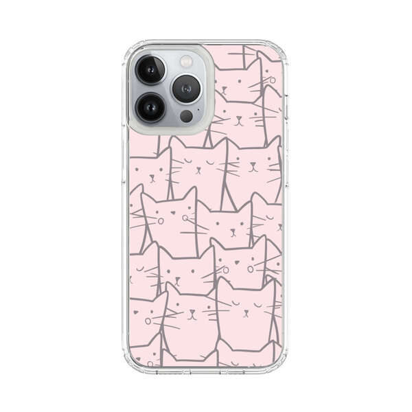 Cute Hand Drawn Cat Pattern iPhone 13 Pro Max Case