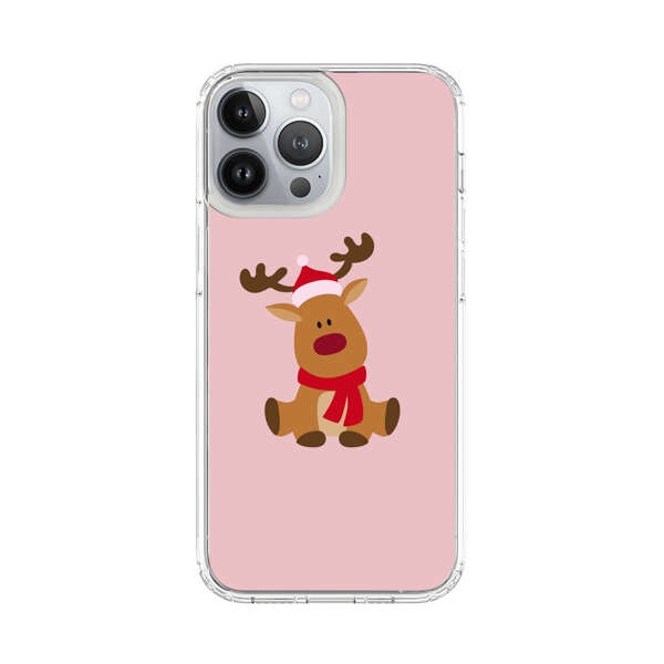 Cute Reindeer with Santa Hat and Red Scarf iPhone 13 Pro Max Case