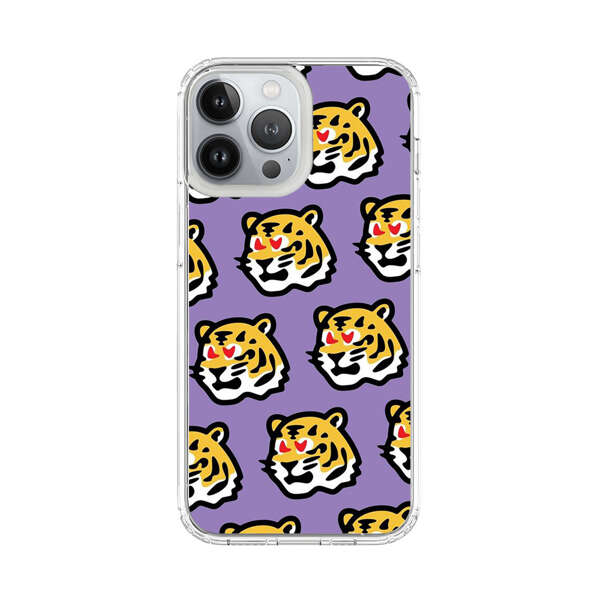 Cute Tiger with Heart Eyes Pattern iPhone 13 Pro Max Case