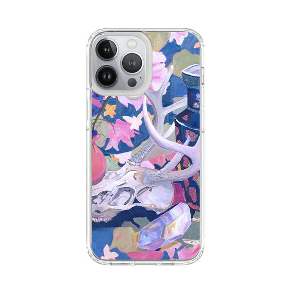 Floral Ornate Vases with Antlers Skull and Crystal iPhone 13 Pro Max Case