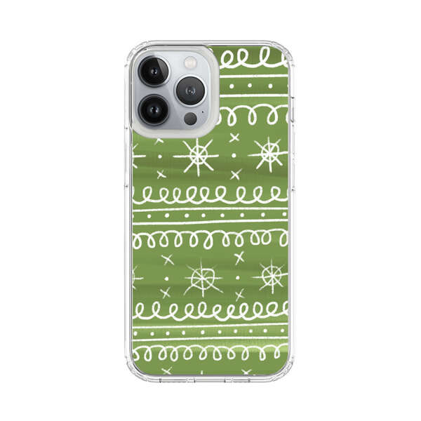 Green White Stars Loop Pattern iPhone 13 Pro Max Case