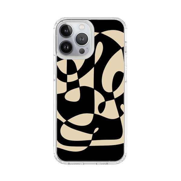 Modern Abstract Beige and Black Geometry iPhone 13 Pro Max Case