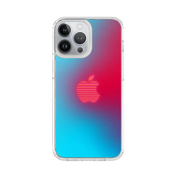 Neon Striped Apple Logo Gradient Background iPhone 13 Pro Max Case