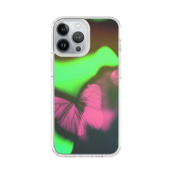 Pink Butterflies Green Background iPhone 13 Pro Max Case
