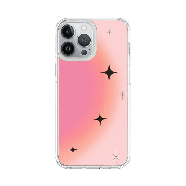 Pink Peach Gradient with Black Stars iPhone 13 Pro Max Case