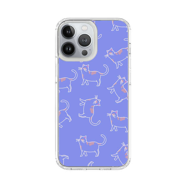 Playful Cartoon Cats on Purple Background iPhone 13 Pro Max Case