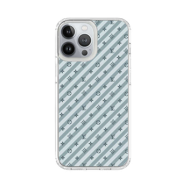 Stylish Blue Diagonal Striped Luxury Logo Pattern iPhone 13 Pro Max Case