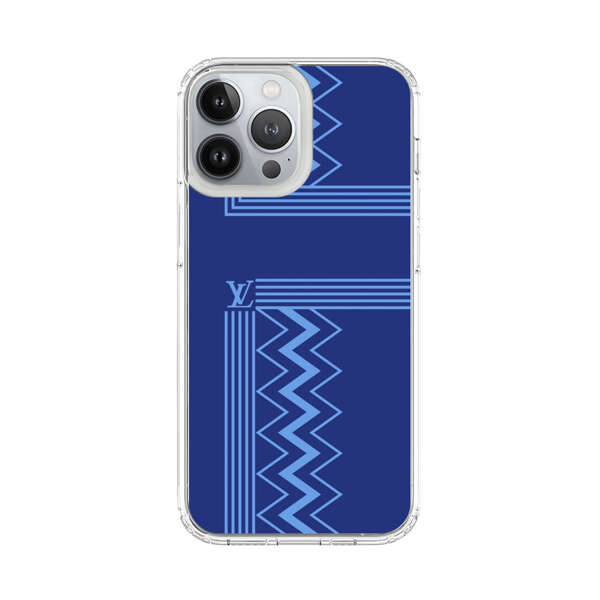 Stylish Geometric Zigzag Pattern in Blue iPhone 13 Pro Max Case