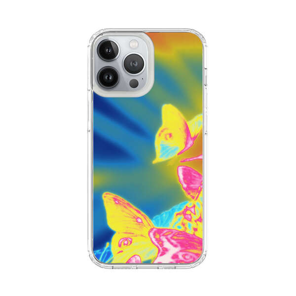 Vibrant Colorful Neon Butterflies Abstract iPhone 13 Pro Max Case