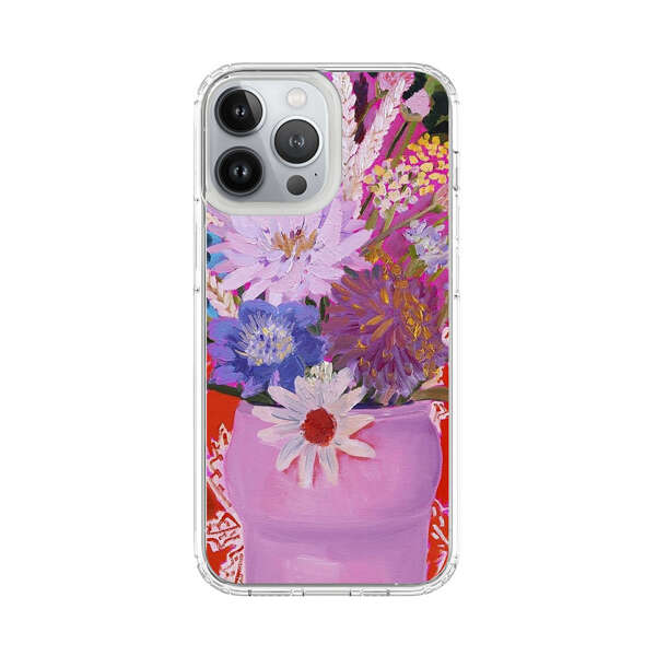 Vibrant Floral Bouquet in Pink Vase iPhone 13 Pro Max Case