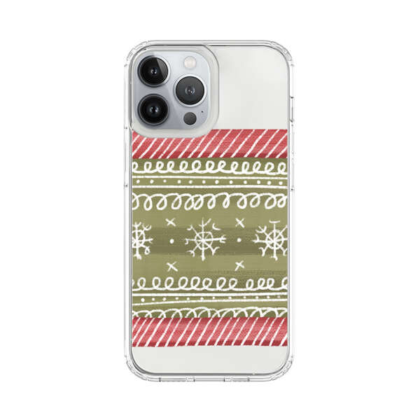 Winter Pattern with Snowflakes and Red Stripes iPhone 13 Pro Max Case