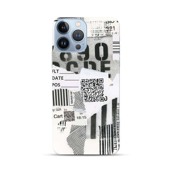 Abstract Collage Torn Paper Barcodes iPhone 13 Pro Max Hard Case