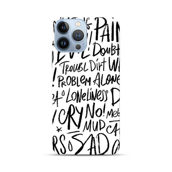 Black and White Negative Words Pattern iPhone 13 Pro Max Hard Case