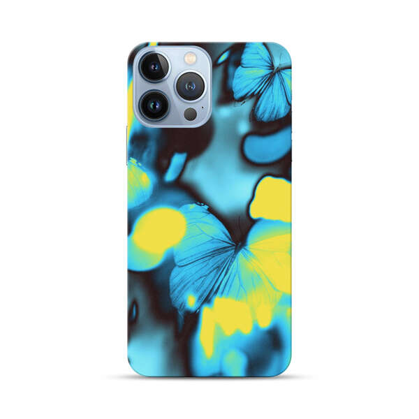 Blue Butterflies Glowing Abstract Background iPhone 13 Pro Max Hard Case