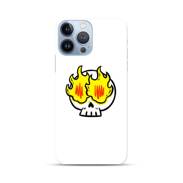 Cartoon Skull with Flames iPhone 13 Pro Max Hard Case
