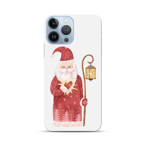 Charming Santa Claus Holding Glowing Heart and Lantern iPhone 13 Pro Max Hard Case