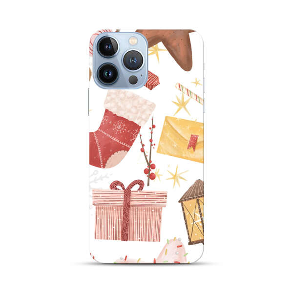 Christmas Festive Pattern with Gingerbread and Gifts iPhone 13 Pro Max Hard Case