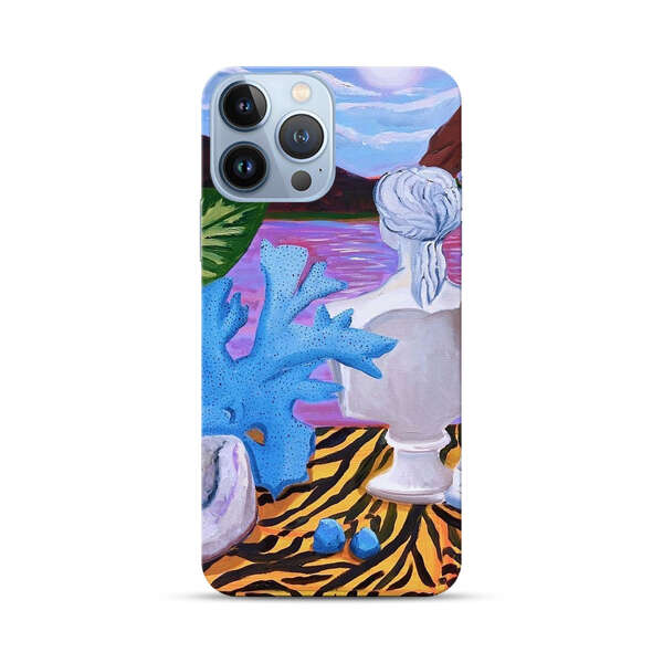 Classical Statues and Tropical Plants by the Ocean iPhone 13 Pro Max Hard Case