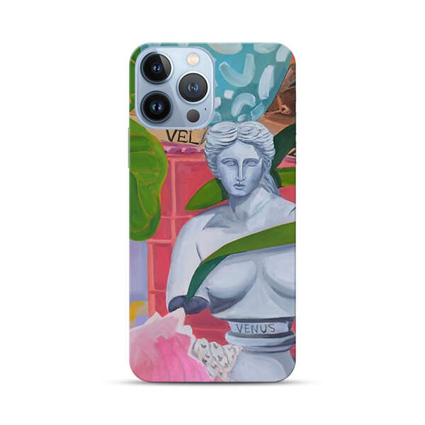 Classical Venus Bust with Green Leaves and Vibrant Vases iPhone 13 Pro Max Hard Case