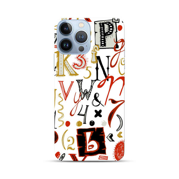 Colorful Hand Drawn Letters and Numbers Pattern iPhone 13 Pro Max Hard Case