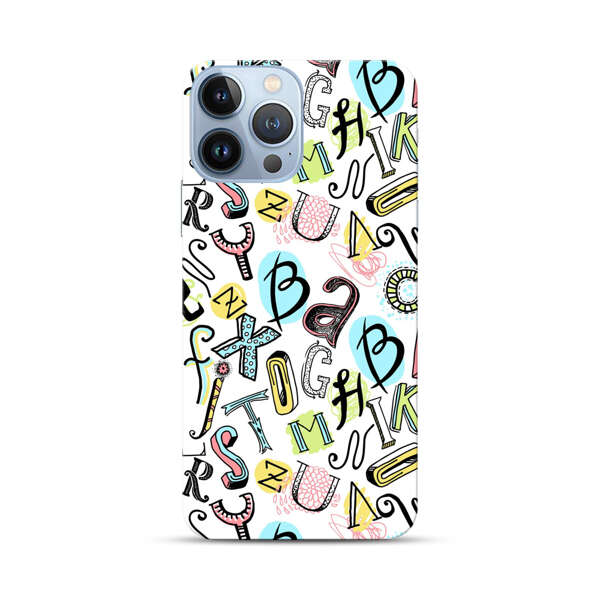 Colorful Scattered Alphabet Letters Pattern iPhone 13 Pro Max Hard Case