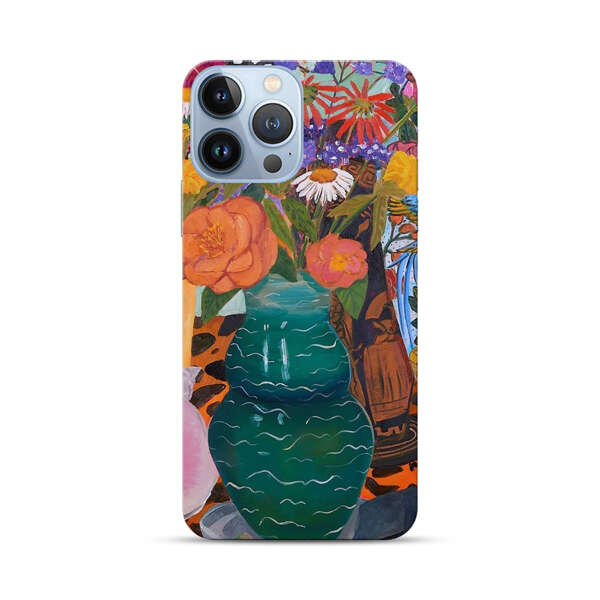 Colorful Still Life with Flower Vases and Shell iPhone 13 Pro Max Hard Case