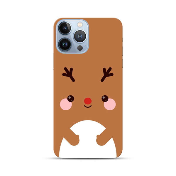 Cute Minimalist Reindeer Cartoon iPhone 13 Pro Max Hard Case