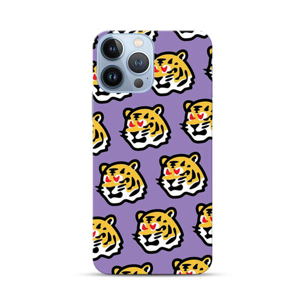 Cute Tiger with Heart Eyes Pattern iPhone 13 Pro Max Hard Case