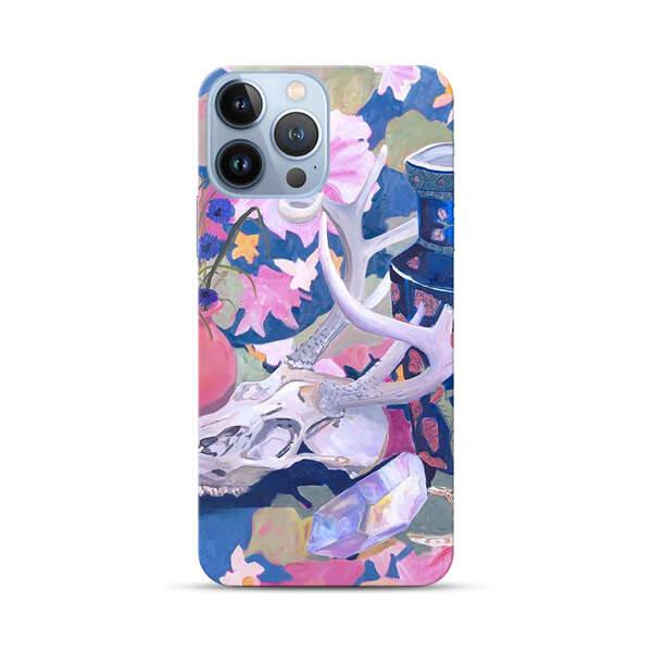 Floral Ornate Vases with Antlers Skull and Crystal iPhone 13 Pro Max Hard Case