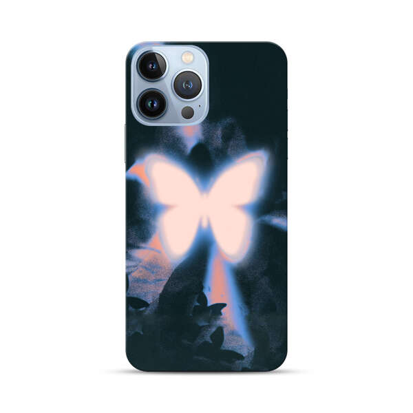 Glowing White Butterfly iPhone 13 Pro Max Hard Case