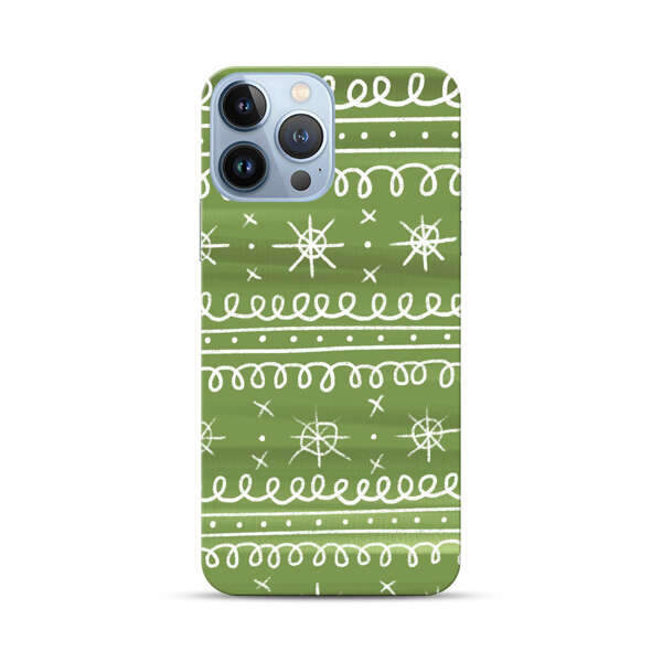 Green White Stars Loop Pattern iPhone 13 Pro Max Hard Case