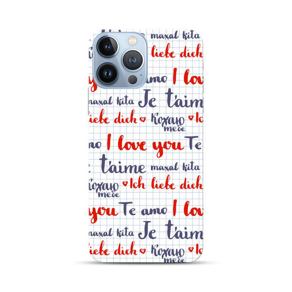 Love Message Multilingual Pattern iPhone 13 Pro Max Hard Case