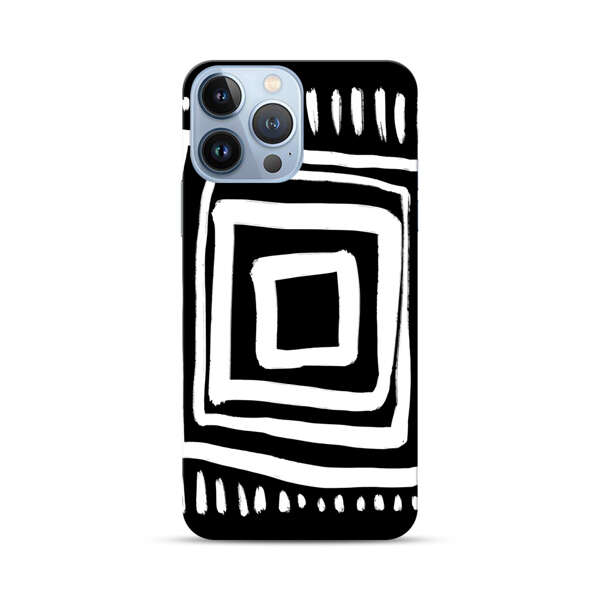 Minimalist Geometric Black and White Design iPhone 13 Pro Max Hard Case