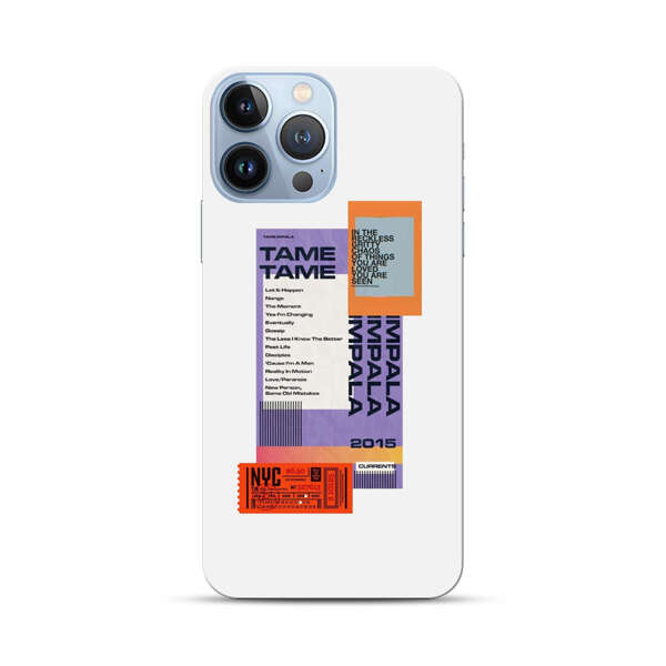 Modern Graphic Collage with Typography and Ticket Elements iPhone 13 Pro Max Hard Case