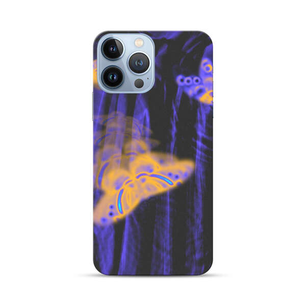 Neon Glowing Butterflies iPhone 13 Pro Max Hard Case
