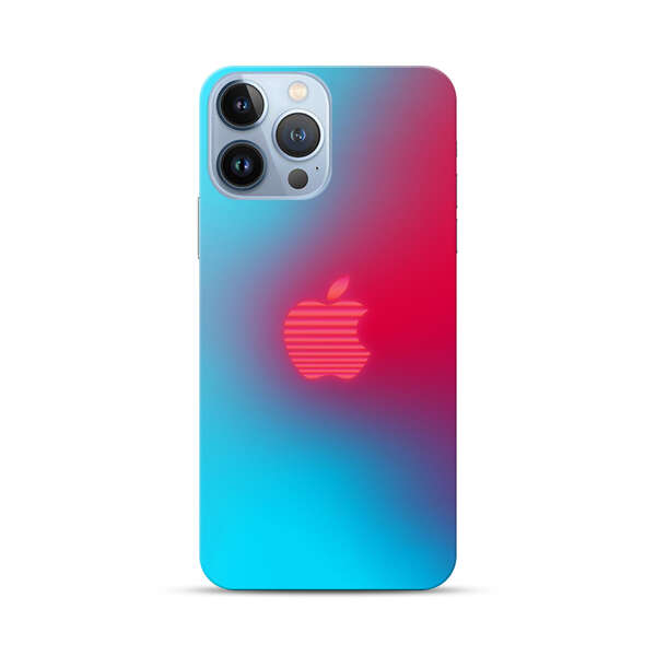 Neon Striped Apple Logo Gradient Background iPhone 13 Pro Max Hard Case