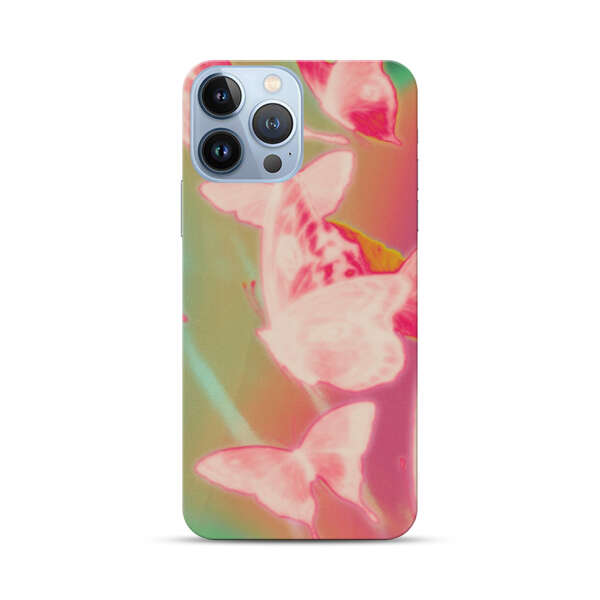 Pink Butterflies Dreamy Colorful Background iPhone 13 Pro Max Hard Case