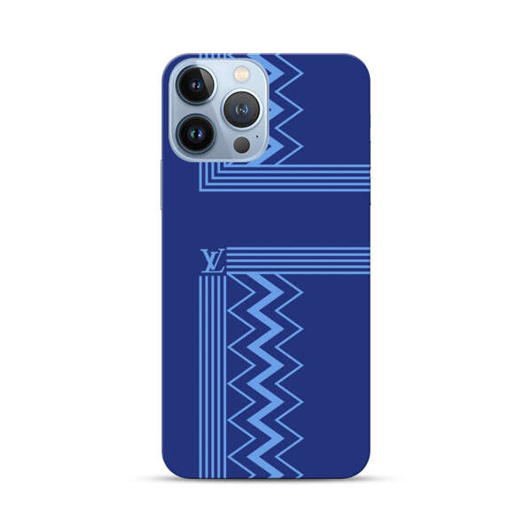 Stylish Geometric Zigzag Pattern in Blue iPhone 13 Pro Max Hard Case