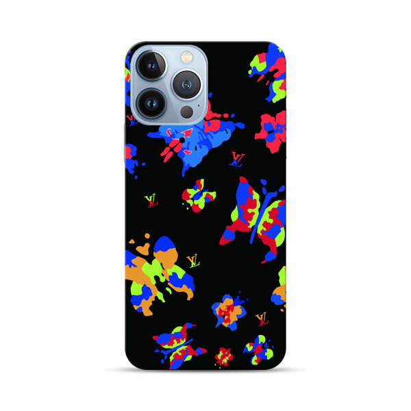Vibrant Abstract Butterflies and Floral Splashes iPhone 13 Pro Max Hard Case