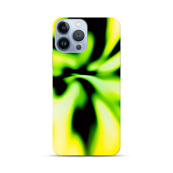 Vibrant Abstract Green and Yellow Swirl iPhone 13 Pro Max Hard Case