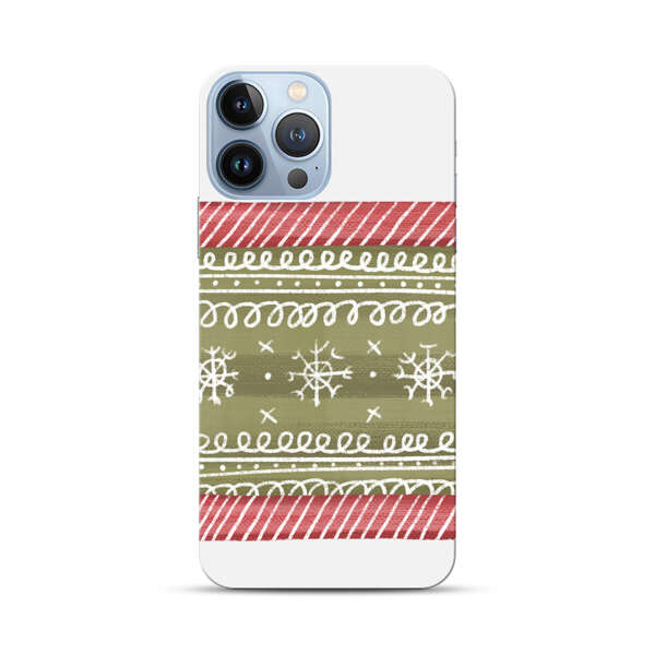 Winter Pattern with Snowflakes and Red Stripes iPhone 13 Pro Max Hard Case