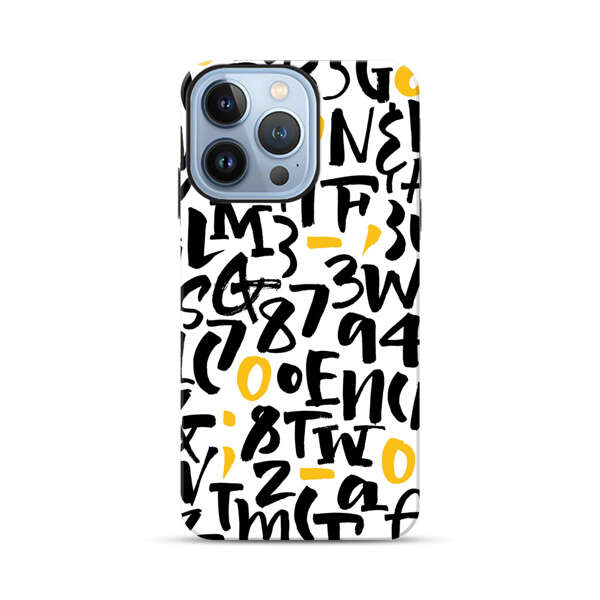 Abstract Typography Letter Number Pattern iPhone 13 Pro Max Impact Case