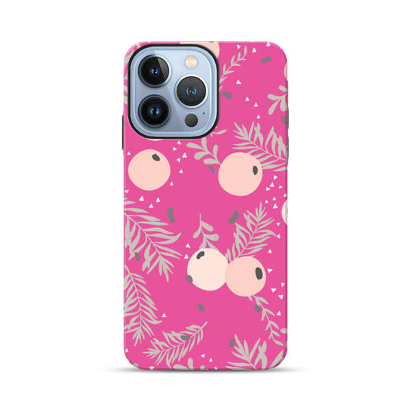 Berries Floral Pattern Pink Background iPhone 13 Pro Max Impact Case