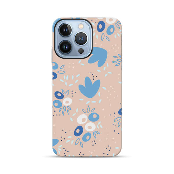 Blue Floral Pattern iPhone 13 Pro Max Impact Case